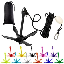 Marine Kayak Anchor Kit Folding Grapnel Boat Canoe Paddle Board Fishing Acces...