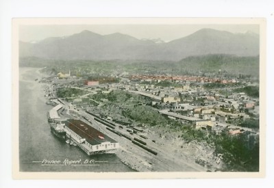 Prince Rupert RPPC British Columbia Antique Hand-Colored Railroad Photo 1920s