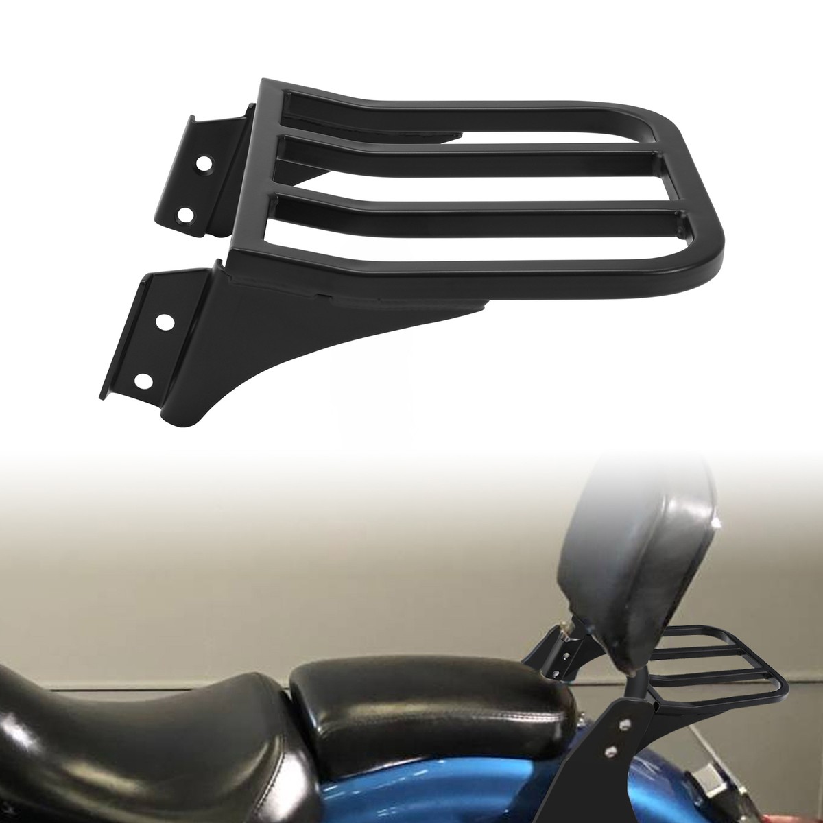 BLACK Sissy Bar Backrest Luggage Rack Fit For Harley Sportster