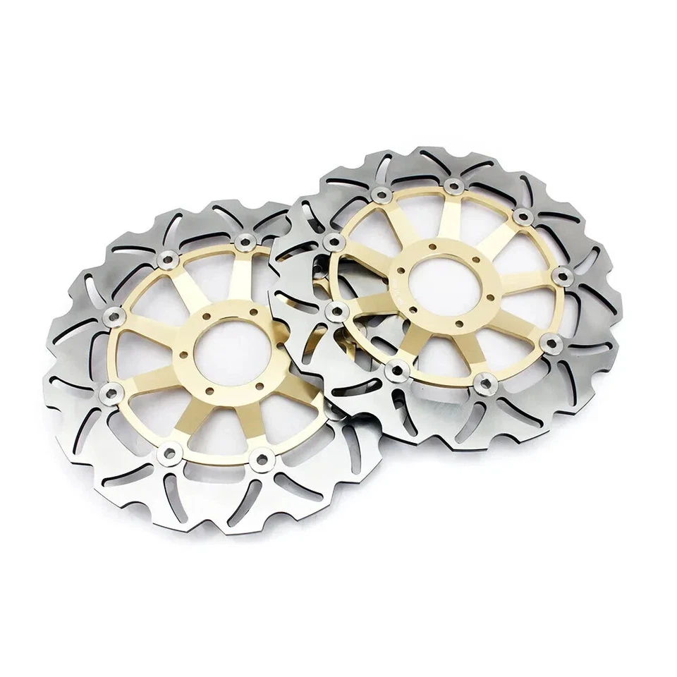 2 Front Brake Disc Rotors Set For Honda VFR 800 1998-2009 Valkyrie 1997-03 Gold - Image 2 of 4