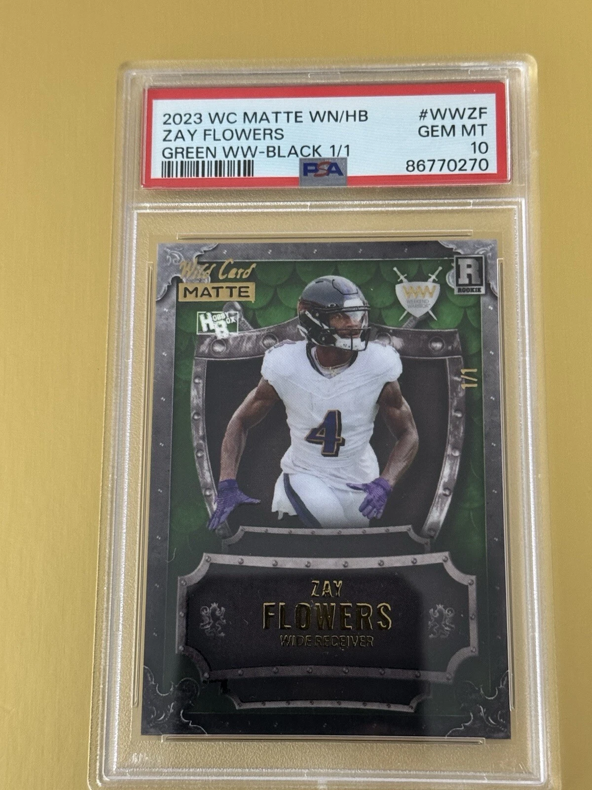 Zay Flowers Wild Card Matte Whatnot/Hobby Box Exclusive Green Weekend Warrior #WWZF Black 1/1