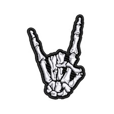 Rock On Skeleton Hands Patch Embroidered Iron-on Applique Halloween Skeleton