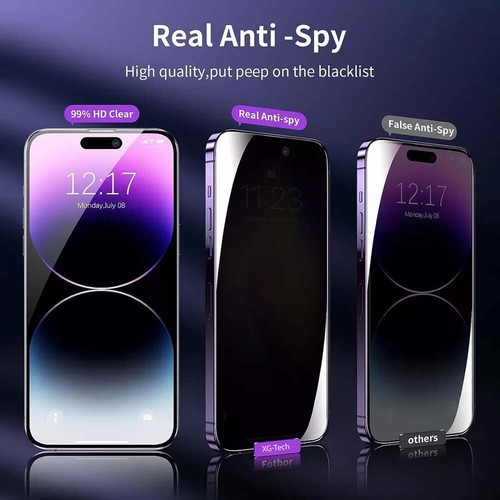 3x For iPhone 15 14 13 12 11 Pro Max XR Privacy Tempered Glass Screen Protector - Picture 6 of 35
