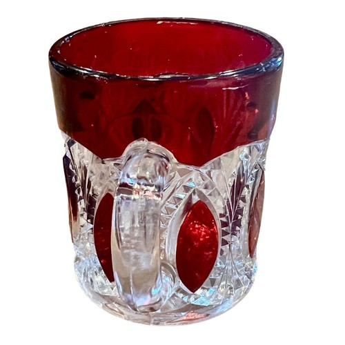 Antique EAPG Ruby Stain Bordered Ellipse Small Drinking Mug - Picture 4 of 6