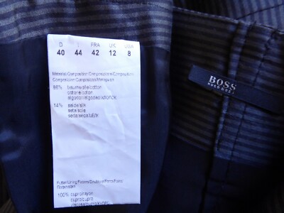 Jupe Courte été Hugo Boss - Coton Et Soie, Rayée Kaki Marron, Taille 42, Parfait état
