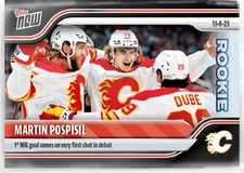 2023-24 TOPPS NOW NHL STICKER 27 MARTIN POSPISIL FLAMES RC GOAL ON FIRST SHOT