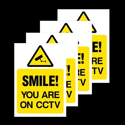 HEALTH&SAFETYDIRECT 4x Smile You Are on CCTV Rigid Plastic Sign or Sticker (MISC16)