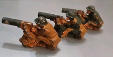 1940'S BARCLAY MANOIL SOLDIER LEAD SOLDIER MACHINE GUNNER 1. 41C Lot Of 3