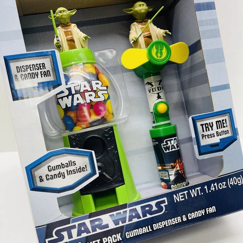 Star Wars YODA GIFT PACK Gumball Dispenser & Candy Fan CandyRific 2012 BRAND NEW