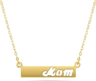 ESTATE 14KT YELLOW GOLD 3D CLASSIC HANDCRAFTED MOM BAR FUN LOVE NECKLACE