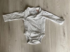 H&M Newborn Baby Cotton Grey White Stripe Long Sleeve Babygrow 1-2 Months Unisex