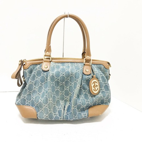 Auth GUCCI GG,Sukey 247902 Blue Brown 