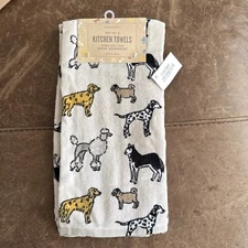 Set of 2 Dogs Kitchen Hand Towels by Envogue - Dog Puppies Husky Poodle NEW