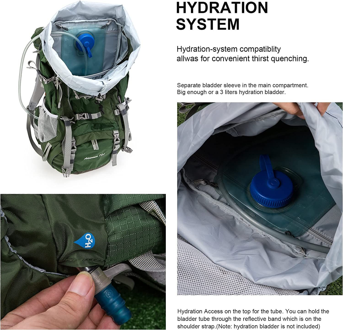 MOUNTAINTOP 70L Internal Frame Hiking Backpack for Men Women 70l-dark Green | eBay MOUNTAINTOP 70L Internal Frame Hiking Backpack for Men Women 70l-dark Green | eBay