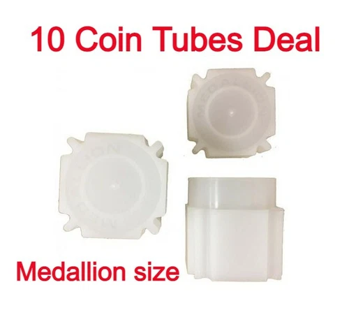 10 Coin Safe Archival Clear Plastic 10 Medallion Half Tube Size Best Storage NEW
