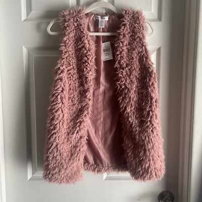 NWT XS Say What? Pink Fur Vest Top Sherpa Plush Vegan Faux