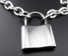 Padlock Necklace Stainless Chain & Pendant NEW Punk Rock Fake Lock Jewelry