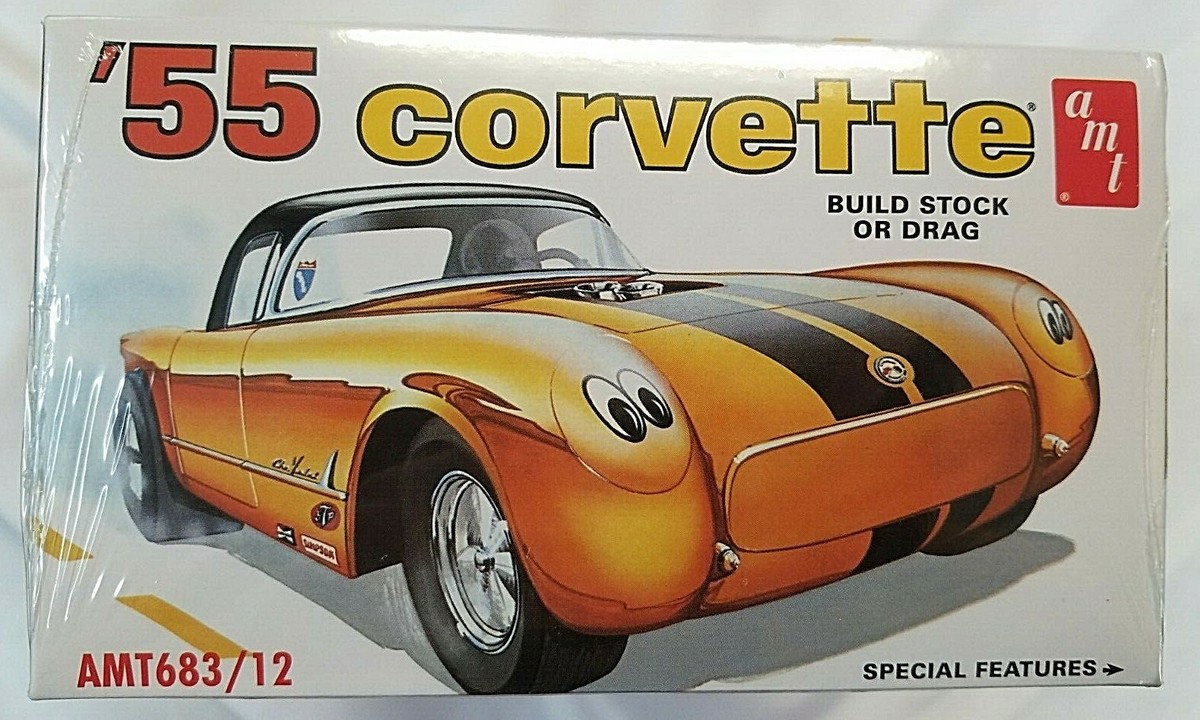 新品　プラモデル 55 coryette BUILD STOCkOR DRAG 1955 CORVETTE BUILD STOCK OR DRAG MODEL KIT 1/25 SCALE AMT