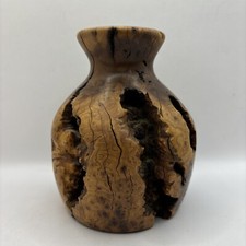 Vintage Turned Burl Wood Bud Vase