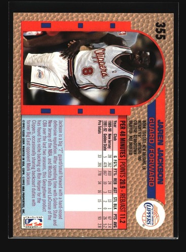 1992-93 Fleer #355 Jaren Jackson RC (EX)(BSK) - Picture 2 of 2