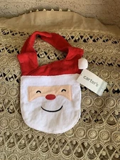 New Carter's New Baby Girl/ Boy Christmas Bib Santa Claus One Size