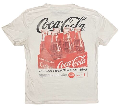 Vintage Coca Cola T-Shirt Herren Gr. S weiße Grafik mit roten Akzenten Hollister - Bild 4 von 5
