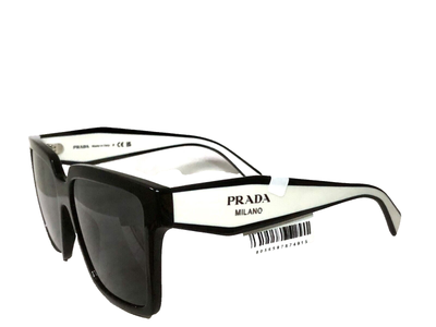 Prada PR 24ZS 1AB5SO Black White Gray Lenses Women Square  display picture 1