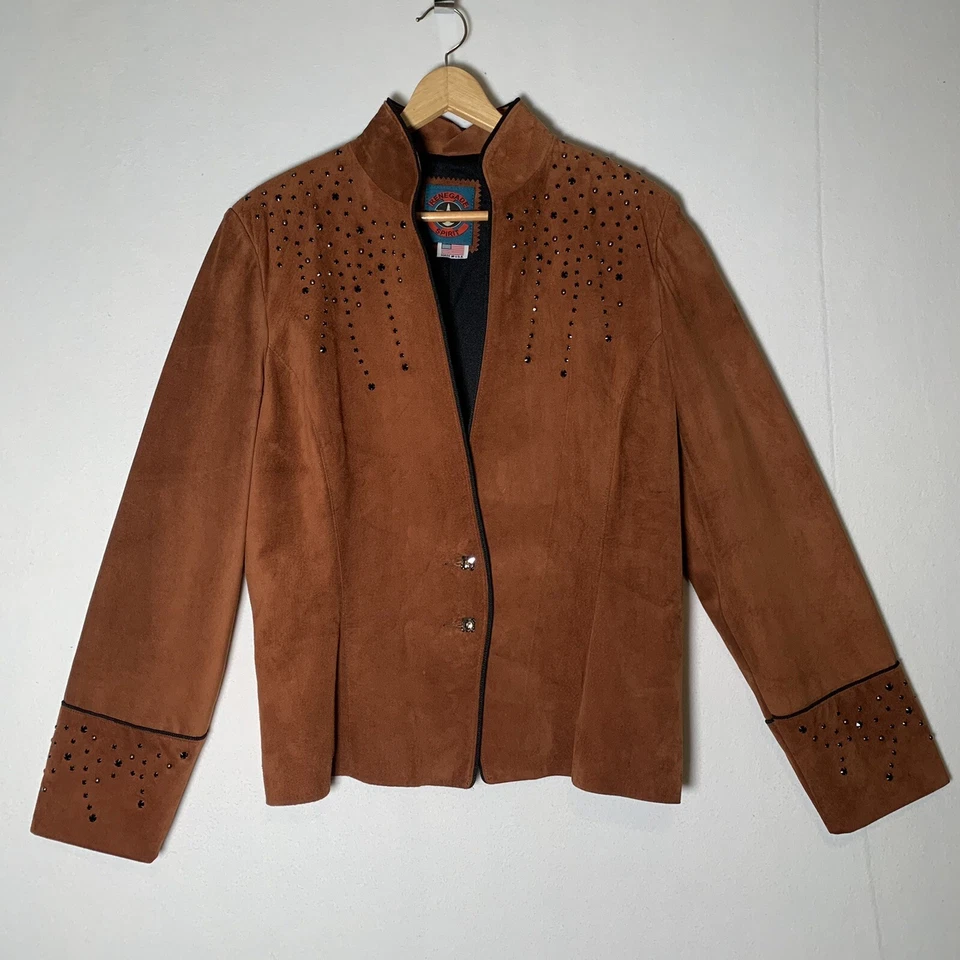 Renegade Spirit Suede Leather Jacket Women's XL  Rockabilly Western Cowgirl USA - Image 3 of 4