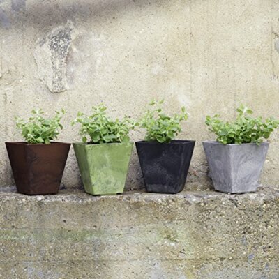 Novelty Square Ella Planter - Black 12 in