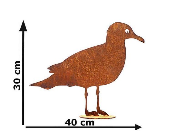 Dekofigur MöWe Im Rost Design, Rostfigur FüR Den Garten, Gartendeko, Metalldeko-image