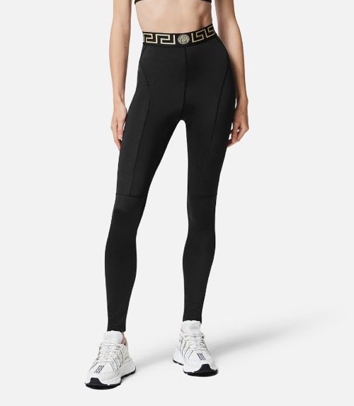 Versace Greca Border Gym Leggings Pants Black Small 1004103 NWT