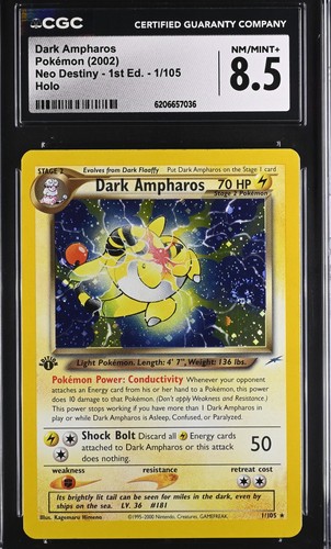 Dark Ampharos (1st Edition) graded CGC 8.5 for sale on eBay