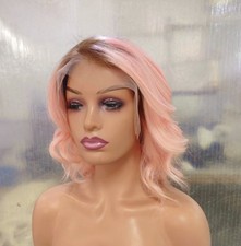 Ombre Pink Wave 100 Human Hair 13x4 Lace Front Wig for Women Daily Party