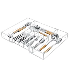 Expandable Kitchen Drawer Organizer for Flatware and Utensils,Clear Acrylic A...