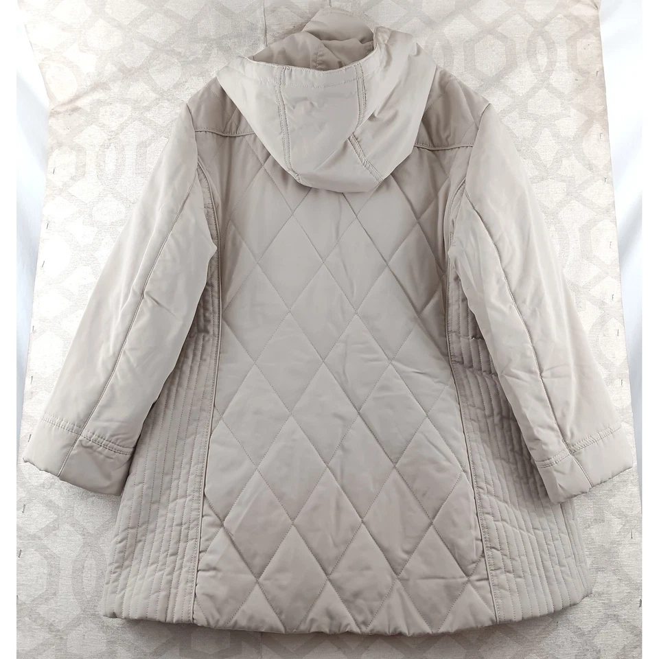 Chaqueta acolchada con capucha Covington beige para mujer talla XL manga larga cremallera completa Foto 2 de 4