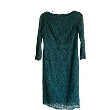 Talbots Lace Crochet Overlay Dress Green Women's Size 4