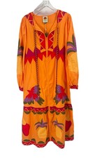 Farm Rio Orange Patchwork Maxi Dress Sz Small NWT Boho Long Sleeve