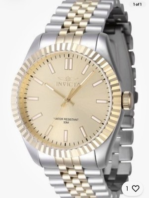 Invicta Men's 47487 Specialty  Quartz 3 Hand Gold Dial Watch