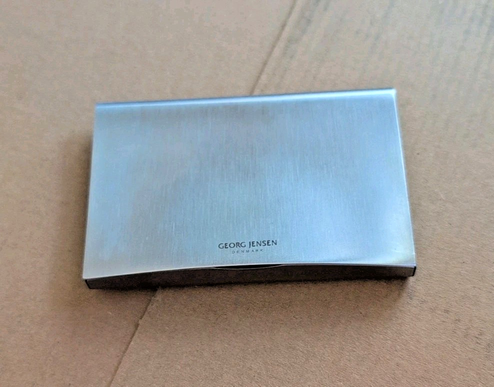 Georg Jensen Denmark Elegant Business Card Case Holder Stainless Steel Modernist