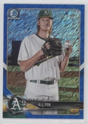 2018 Bowman Chrome Prospects Blue Shimmer Refractor 29/150 AJ Puk #BCP142 1h1