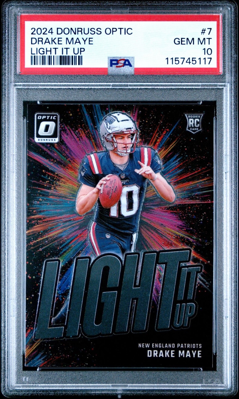 2024 Panini Donruss Optic Drake Maye Light it Up #7 Rookie RC PSA 10 Gem Mint