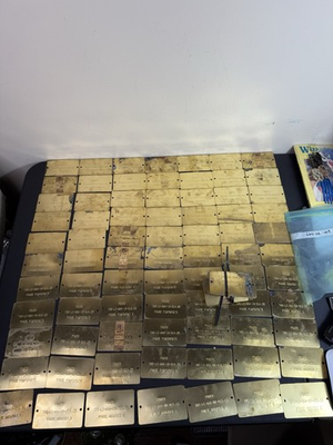 #ad Vintage Lot 95 Brass Industrial Electrical Power Tags Plates Steampunk Hardware $149.99