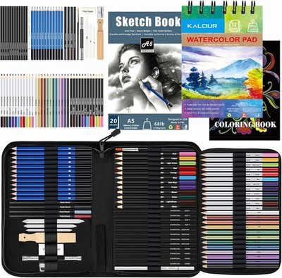 Kalour 76-teiliges Kunstzubehör-Set - Skizzieren & Zeichnen Kit 1 Stück (Packung mit 76) 