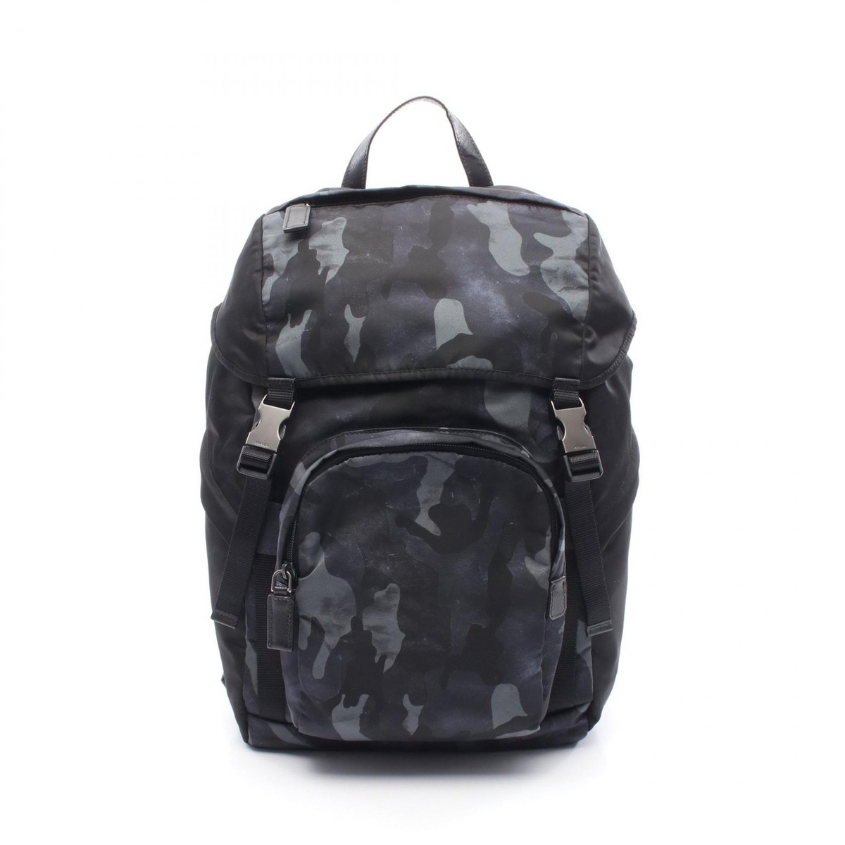 PRADA Rucksack Backpack 2VZ135 Nylon Saffiano leather Black Navy
