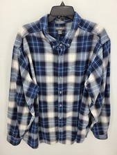 Eddie Bauer Shirt Mens 2XL Blue Plaid Long Sleeve Button Up Relaxed Fit Casual