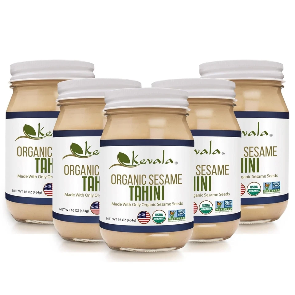 Organic Sesame Tahini -  Seeds, 16 oz, 5 glass jars - Image 3 of 4