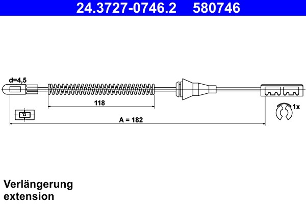Fits ATE 24.3727-0746.2 BRAKE CABLE