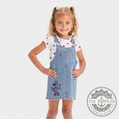 Disney Toddler Girls' 2pc Minnie Mouse Americana Tee & Denim Dress Set, 5T