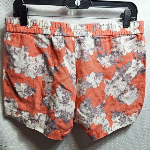 KUT FROM THE KLOTH 100% Linen Jansen Short Sz 4 Salmon Floral Elastic Waist Boho - Picture 2 of 8