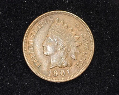 HS&C: 1901 Indian Head Penny/Cent XF/AU - US Coin